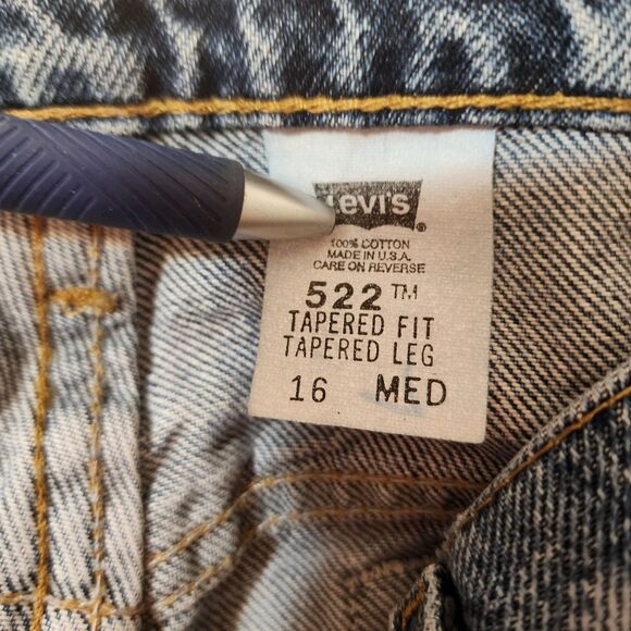 Vintage LEVI'S 522 TAPERED FIT JEAN Taper Leg Made USA Denim sz 16 Short Jeans - Picture 7 of 8